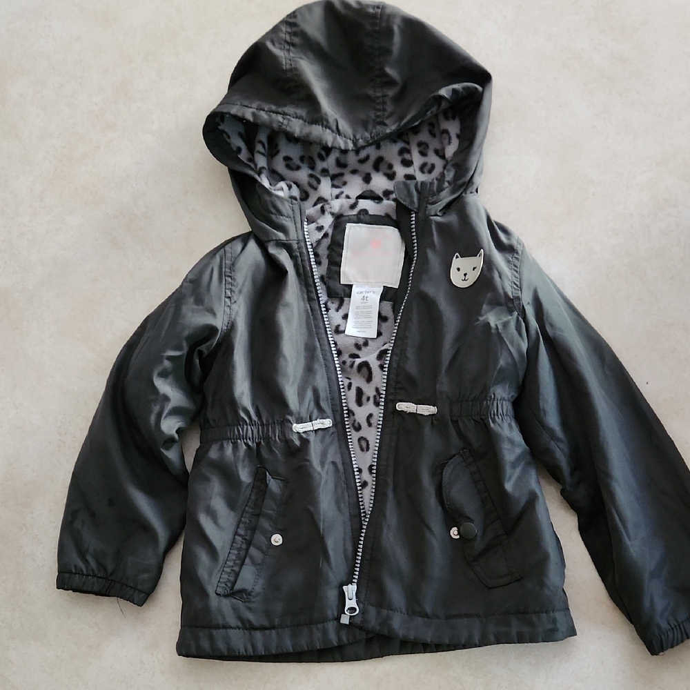 Carter's Gray Hooded Raincoat with Water-Resistant Material
